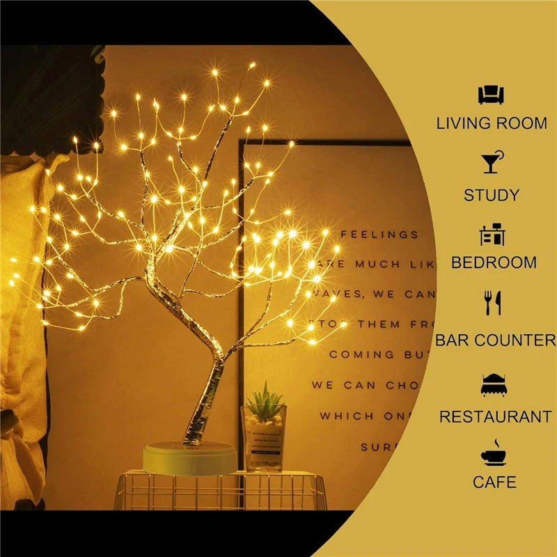 Minilámpara LED de noche para árbol de Navidad: lámpara de alambre de cobre para niños y decoración navideña.