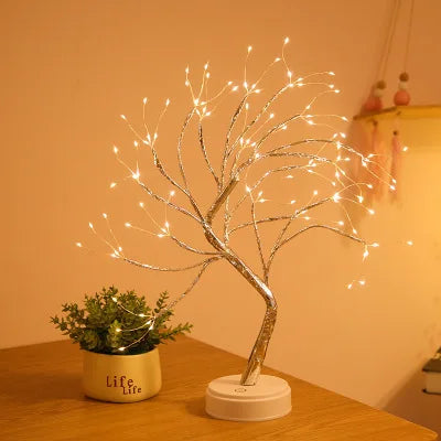Minilámpara LED de noche para árbol de Navidad: lámpara de alambre de cobre para niños y decoración navideña.