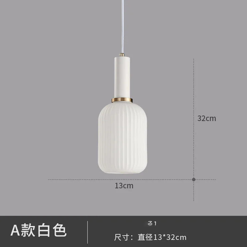 Nordic Glass Pendant Light – Single Head Cognac/White/Green Lamp for Dining Room, Bedroom & Café Decor