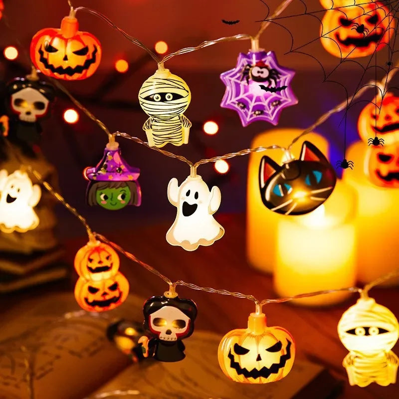 ๐ 2025 Halloween LED String Lights โ Ghost, Pumpkin, Cat & Spider Web Party Decor for Indoor & Outdoor Spooky Nights