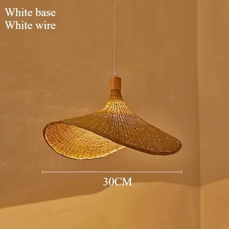 Handcrafted Bamboo Pendant Light – 30cm Modern Wooden Ceiling Lamp with E27 Socket for Living Room, Dining & Bedroom Décor