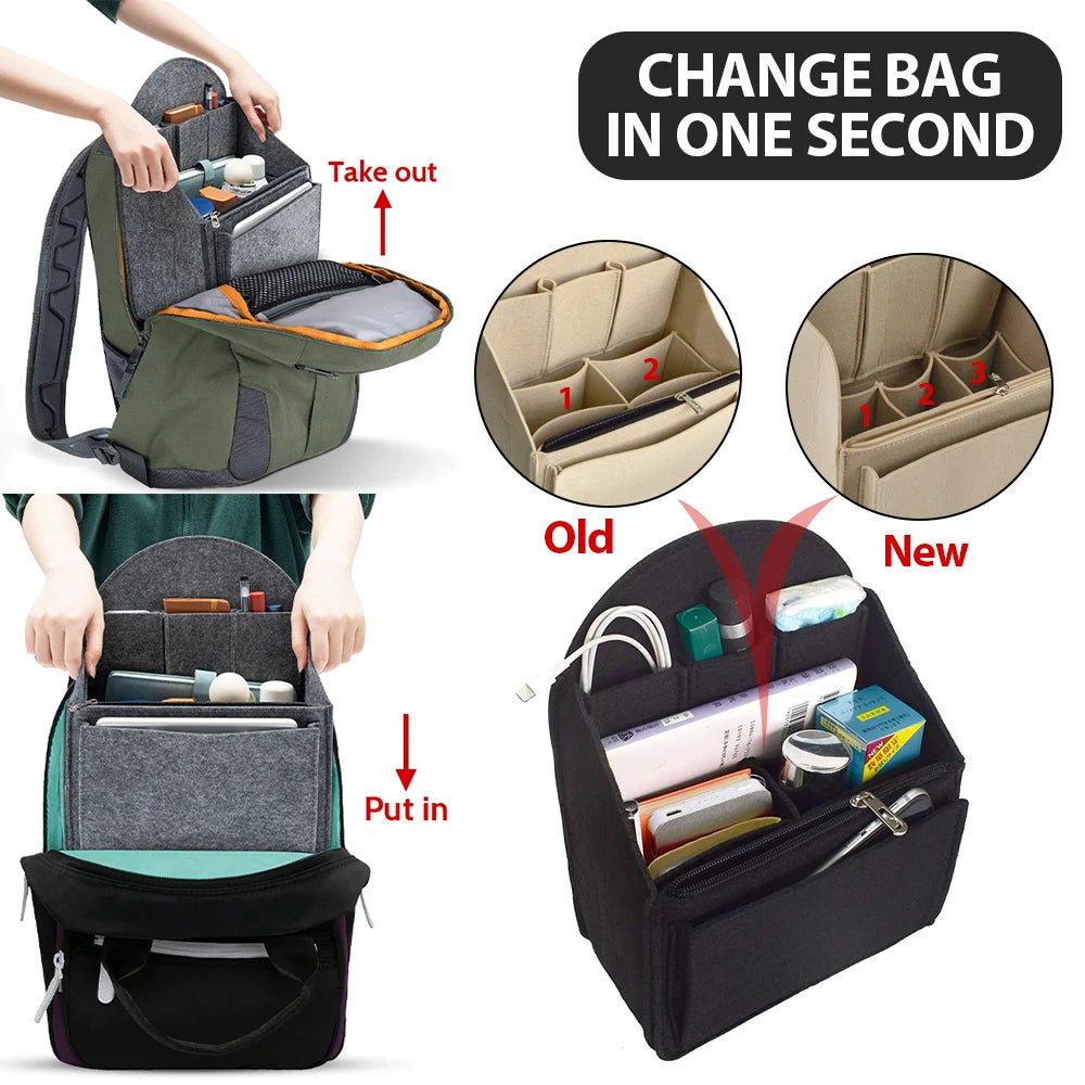 BagNest™ – Insert de rangement en feutre pour sacs à dos et sacs à main