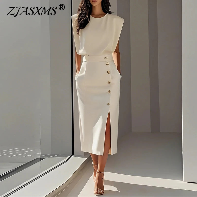 Eleganza™ – Summer Sleeveless Split Dress