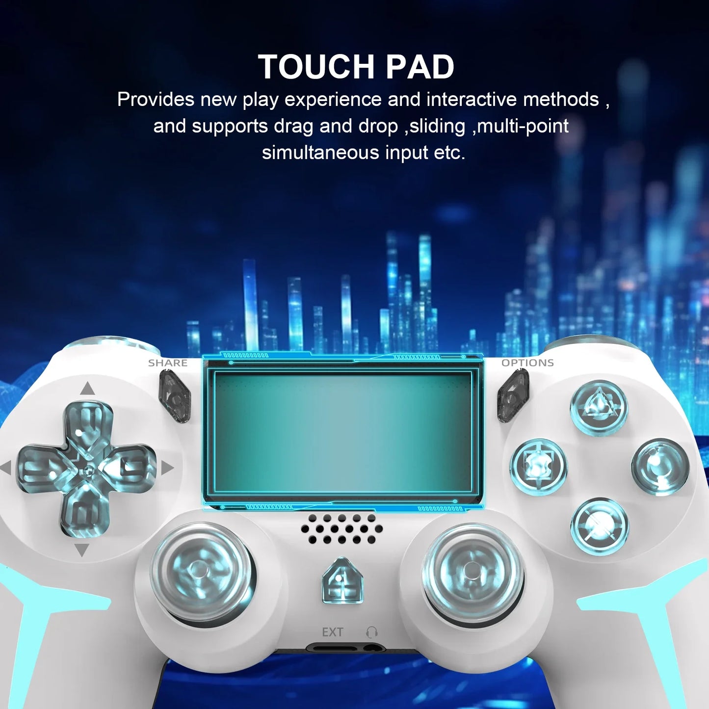Gamepad inalámbrico RGB Gaminja™: controlador Bluetooth LED con doble vibración y movimiento de 6 ejes