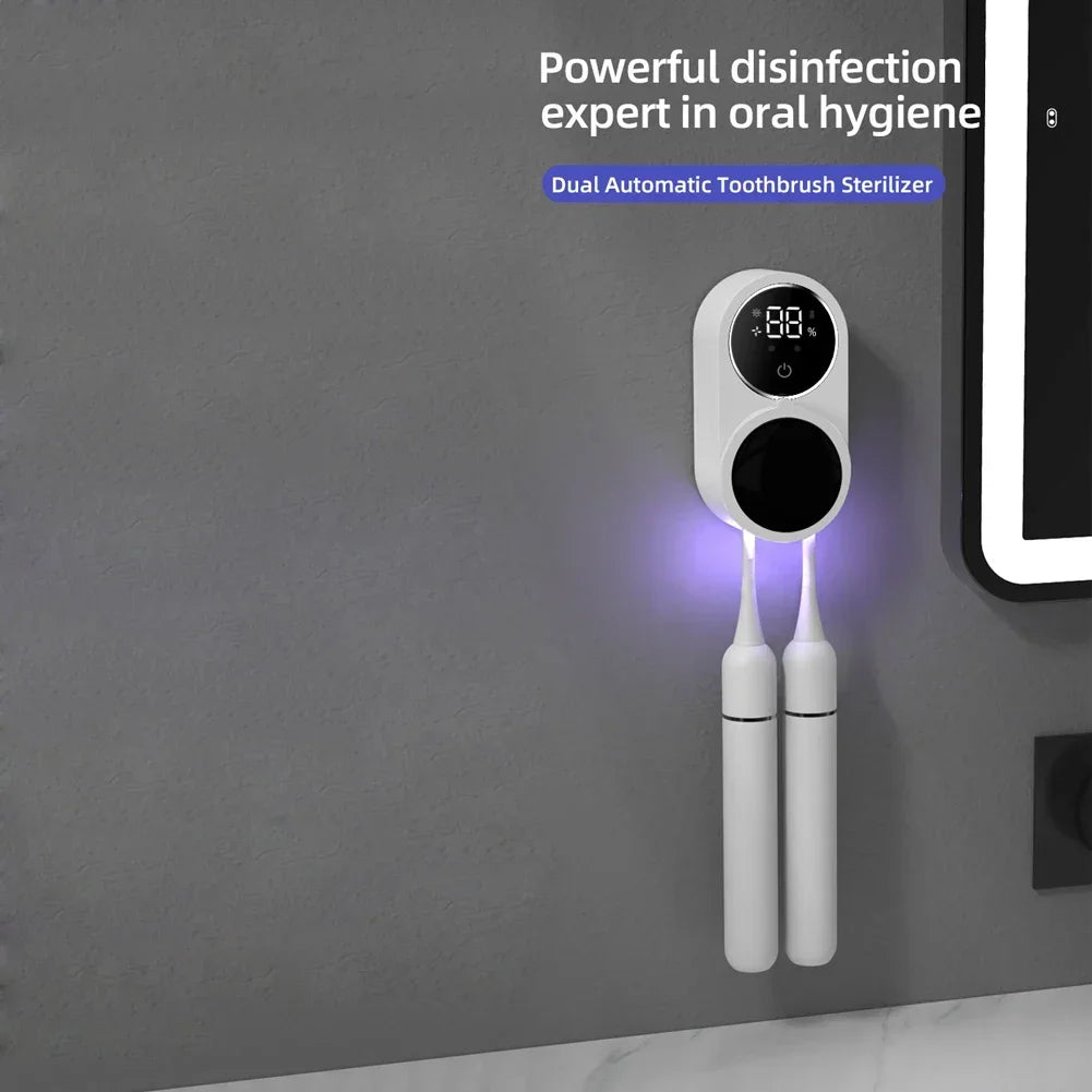 USB Charging Toothbrush Sterilizer UV Light Sanitizer Case Wall-Mounted Holder Smart Sensor Switch Oral Hygiene Travel Home Use