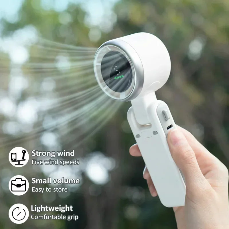 Ventilateur de cou et de bureau TurboCool™ 20 000 mAh – Ventilateur de voyage portable pliable à 5 vitesses avec rotation à 180°