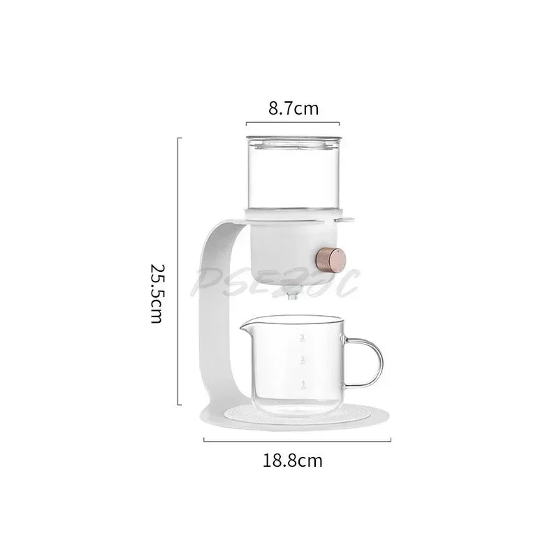 Tetera de vidrio para el hogar con filtro de goteo y extracción en frío. Cafetera y tetera.
