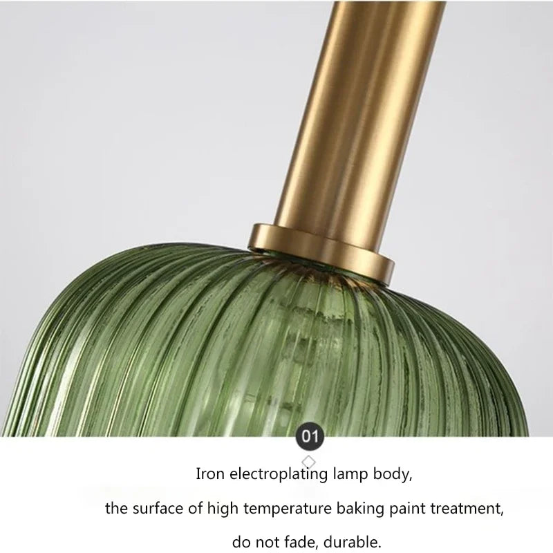 Nordic Glass Pendant Light – Single Head Cognac/White/Green Lamp for Dining Room, Bedroom & Café Decor