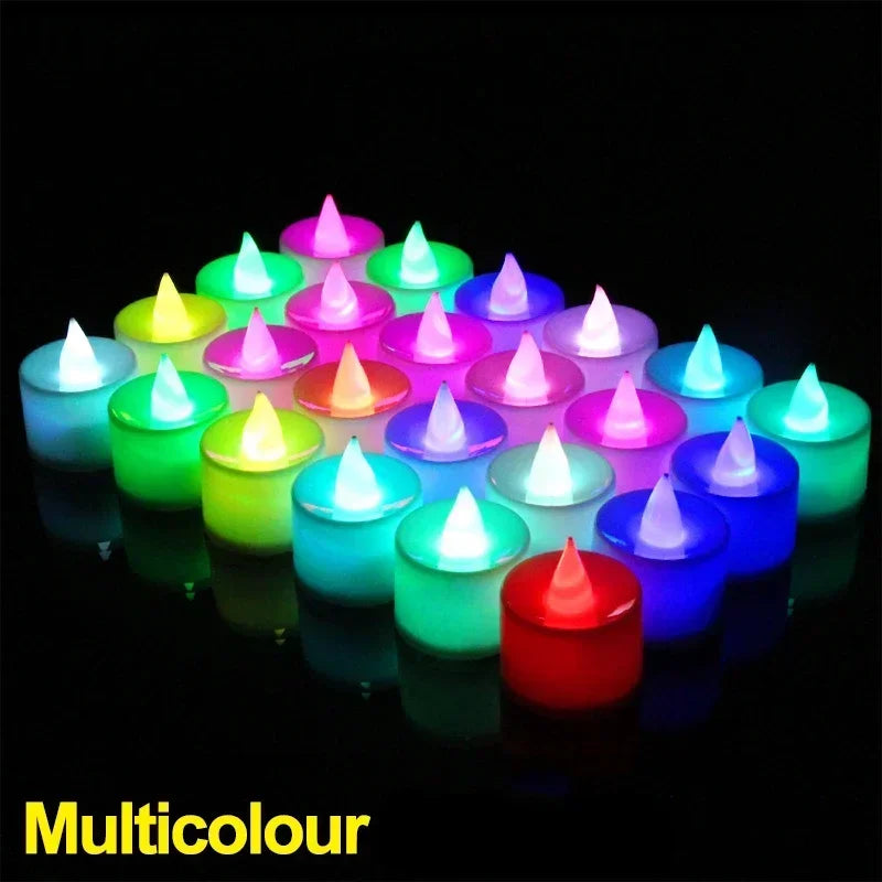 Flameless LED Tealight Candles – 1/48pcs Heart-Shaped Battery Candles for Christmas, Wedding & Party Decor
