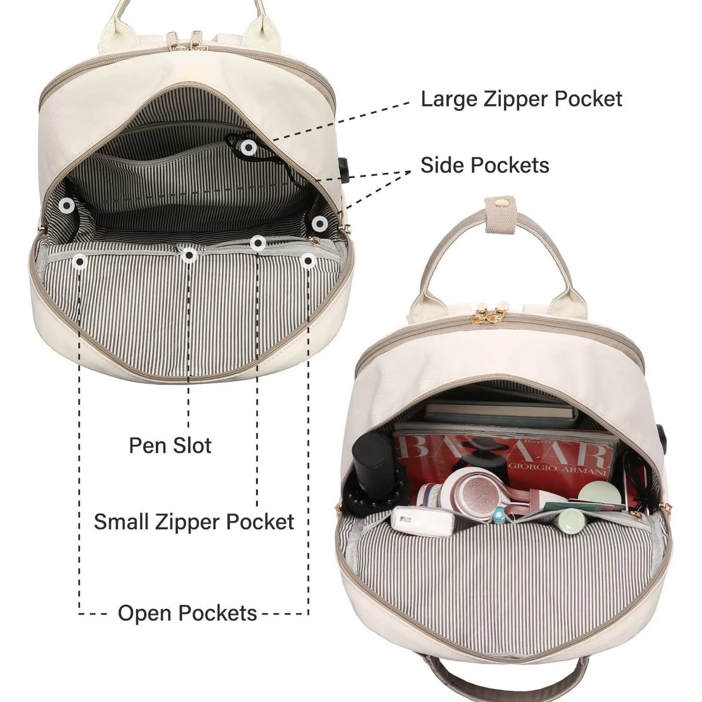 Sac à dos urbain en nylon StylePort™ – Imperméable, USB et tendance