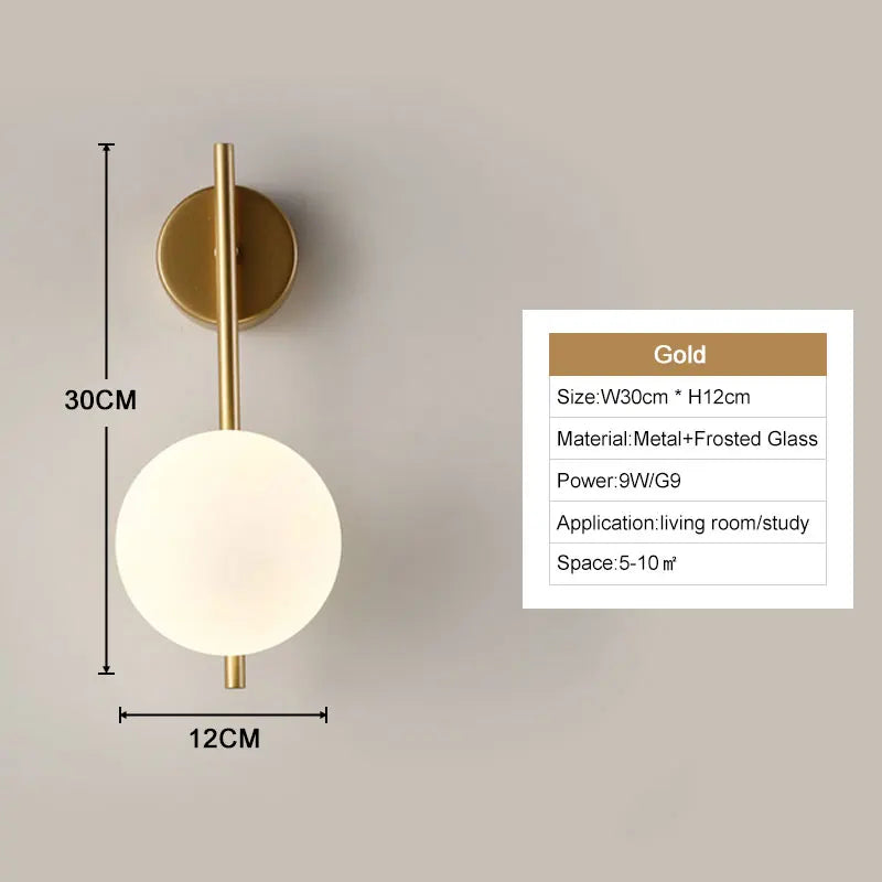 Modern Black & Gold LED Wall Lamp – G9 Bulb Sconce for Bedroom & Home Décor