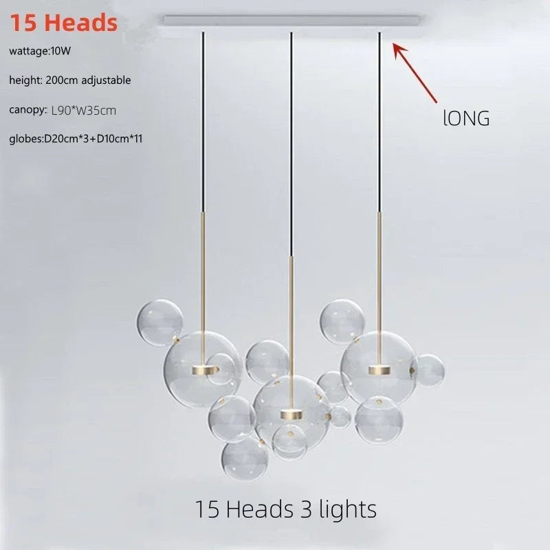 Italian Designer Glass Bubble Pendant Light – Modern Chandelier for Dining, Kitchen & Kids’ Room Decor