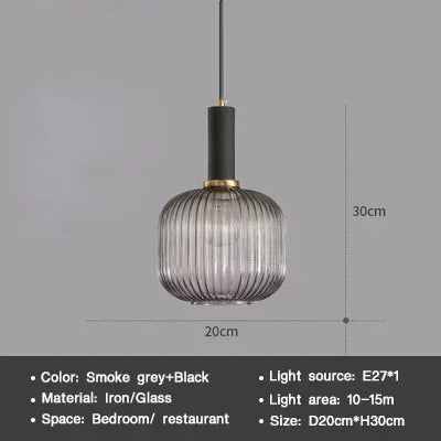 Nordic Glass Pendant Light – Single Head Cognac/White/Green Lamp for Dining Room, Bedroom & Café Decor