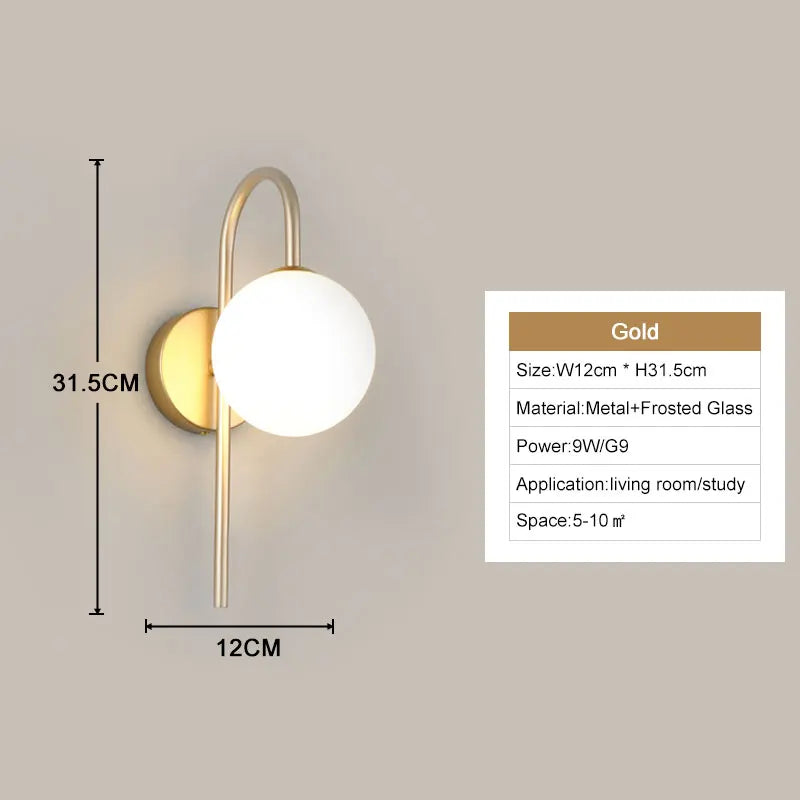 Modern Black & Gold LED Wall Lamp – G9 Bulb Sconce for Bedroom & Home Décor