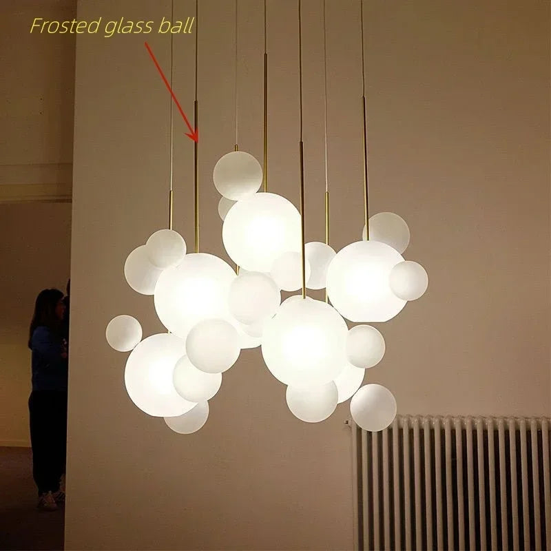 Italian Designer Glass Bubble Pendant Light – Modern Chandelier for Dining, Kitchen & Kids’ Room Decor