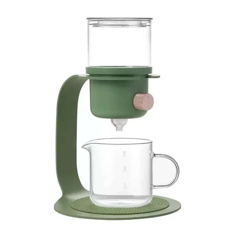 Tetera de vidrio para el hogar con filtro de goteo y extracción en frío. Cafetera y tetera.