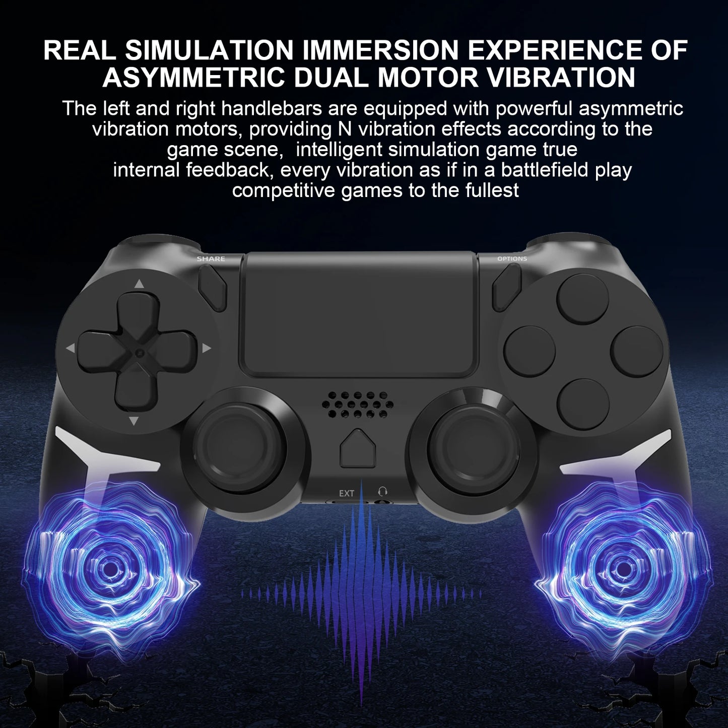 Gamepad inalámbrico Gaminja™: control Bluetooth con panel táctil, doble vibración y giroscopio de 6 ejes (PS4/PS3/PC)