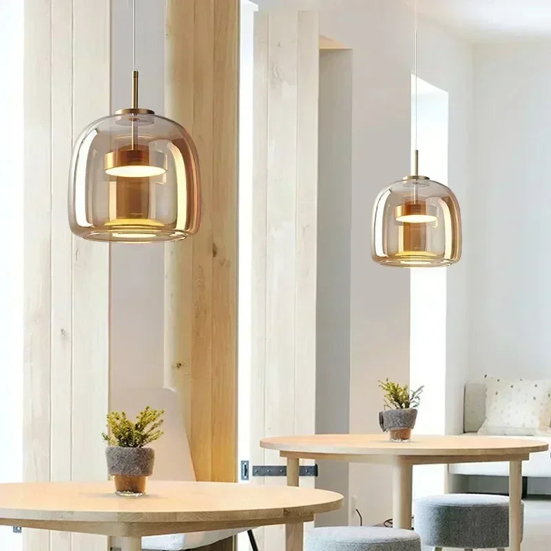 Nordic Glass LED Chandelier – Creative Luxury Pendant Light for Restaurant, Bedroom & Café Decor