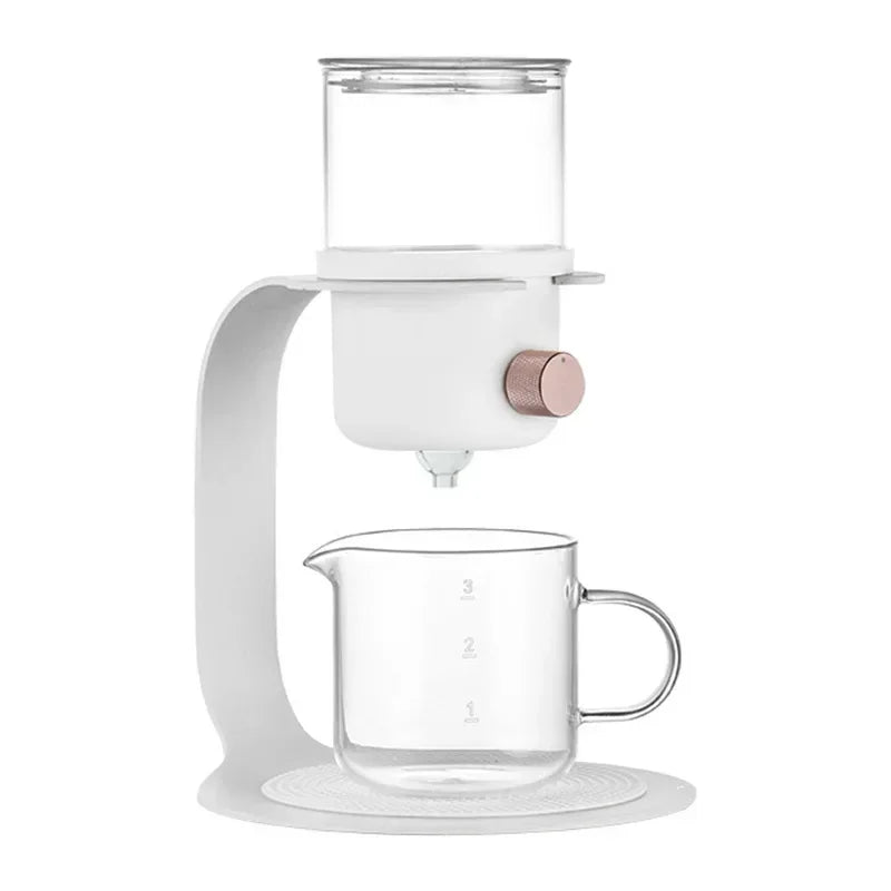 Tetera de vidrio para el hogar con filtro de goteo y extracción en frío. Cafetera y tetera.