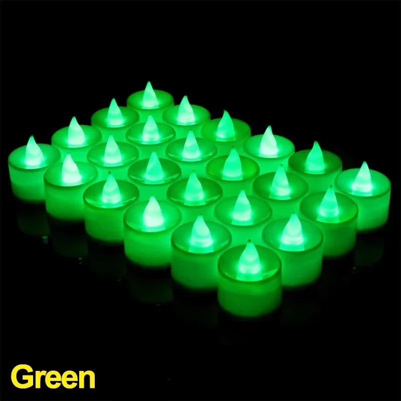 Flameless LED Tealight Candles – 1/48pcs Heart-Shaped Battery Candles for Christmas, Wedding & Party Decor