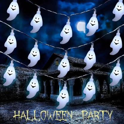 👻 "3m Halloween Ghost String Lights – 10/20 LED Battery-Powered Fairy Lights for Spooky Party & Home Decor"
