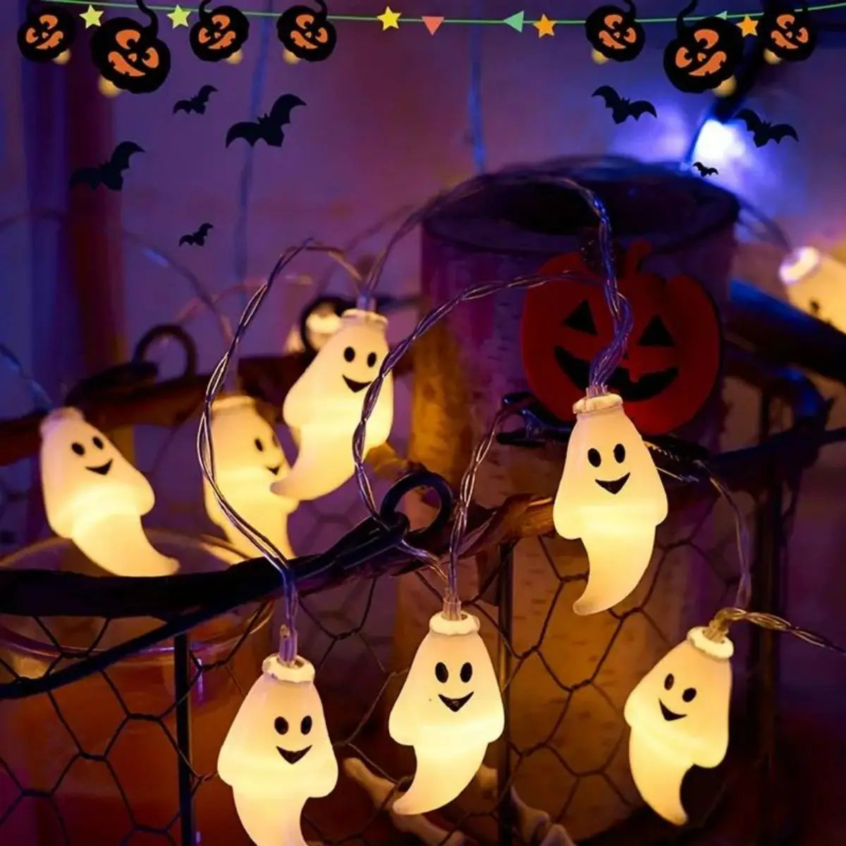 👻 "3m Halloween Ghost String Lights – 10/20 LED Battery-Powered Fairy Lights for Spooky Party & Home Decor"