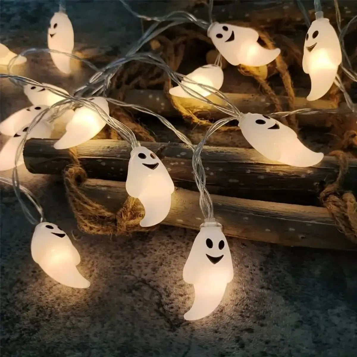 👻 "3m Halloween Ghost String Lights – 10/20 LED Battery-Powered Fairy Lights for Spooky Party & Home Decor"