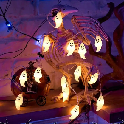 👻 "3m Halloween Ghost String Lights – 10/20 LED Battery-Powered Fairy Lights for Spooky Party & Home Decor"