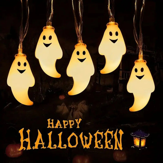 👻 "3m Halloween Ghost String Lights – 10/20 LED Battery-Powered Fairy Lights for Spooky Party & Home Decor"
