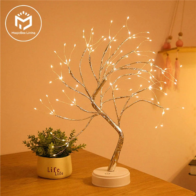 LED Mini Christmas Tree Night Light – Copper Wire Fairy Lamp for Kids & Home Holiday Decor