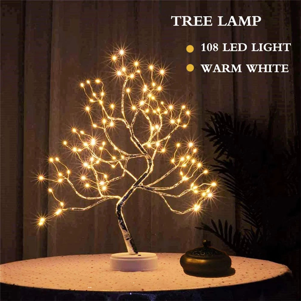 LED Mini Christmas Tree Night Light – Copper Wire Fairy Lamp for Kids & Home Holiday Decor
