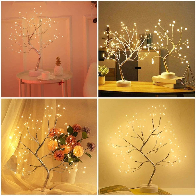 LED Mini Christmas Tree Night Light – Copper Wire Fairy Lamp for Kids & Home Holiday Decor