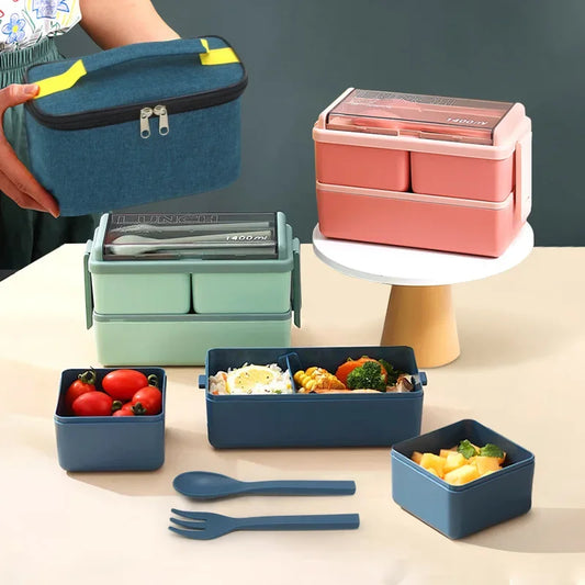 SnackMate™ DuoBox – Coffret repas étanche avec ustensiles et sac 