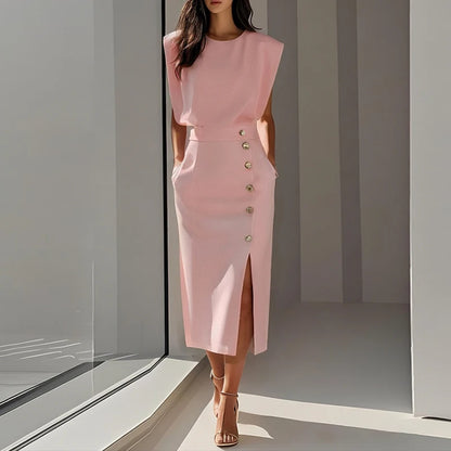 Eleganza™ – Summer Sleeveless Split Dress