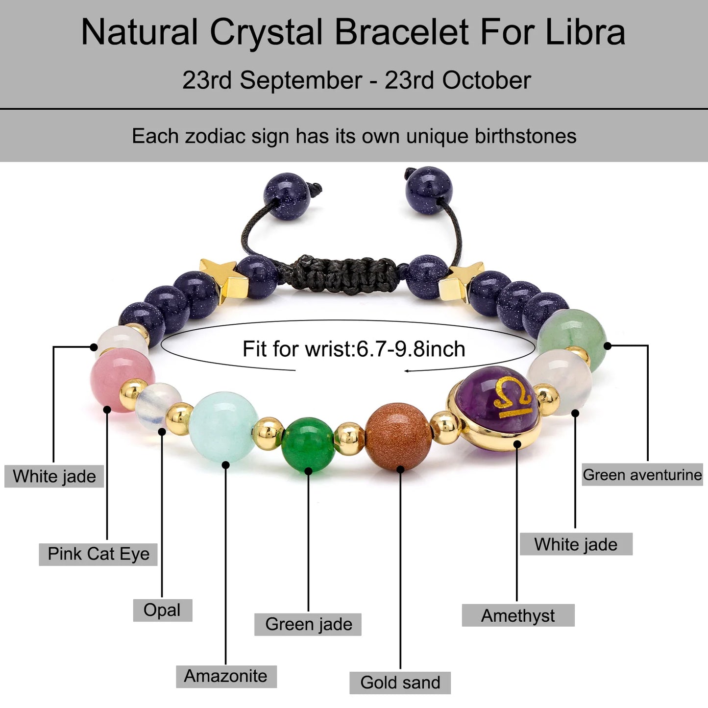 Pulsera de cristal LuckyGlow™: dije unisex de acero inoxidable 