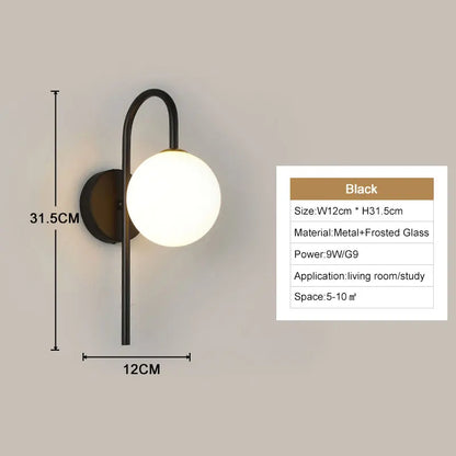 Modern Black & Gold LED Wall Lamp – G9 Bulb Sconce for Bedroom & Home Décor