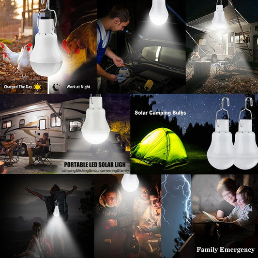 USB & Solar Powered LED Emergency Bulb – Waterproof Portable Hanging Lamp for Indoor & Outdoor Lighting
