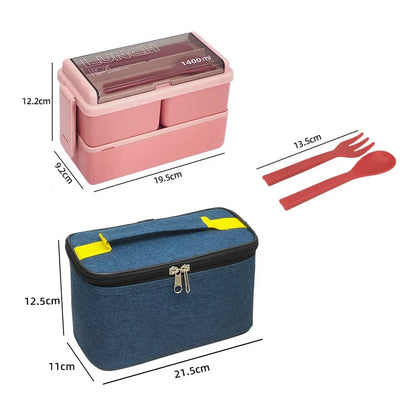SnackMate™ DuoBox – Leakproof Lunch Set with Utensils & Bag