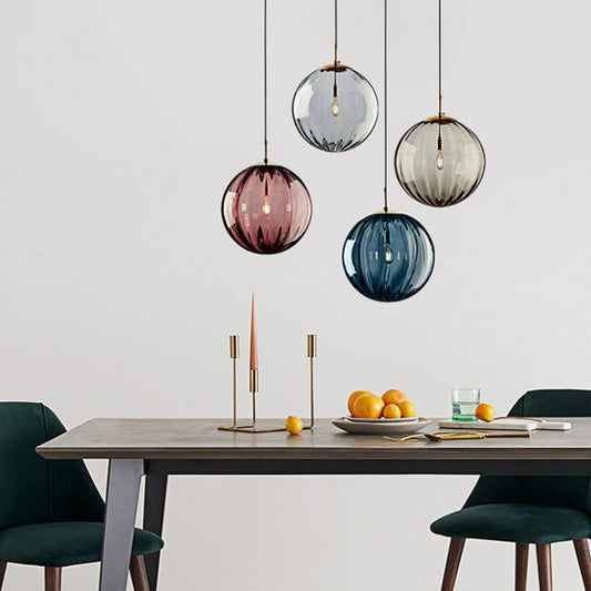 ZIMULONG Nordic LED Pendant Light – Modern Colored Glass Ball Chandelier for Dining Room Decor