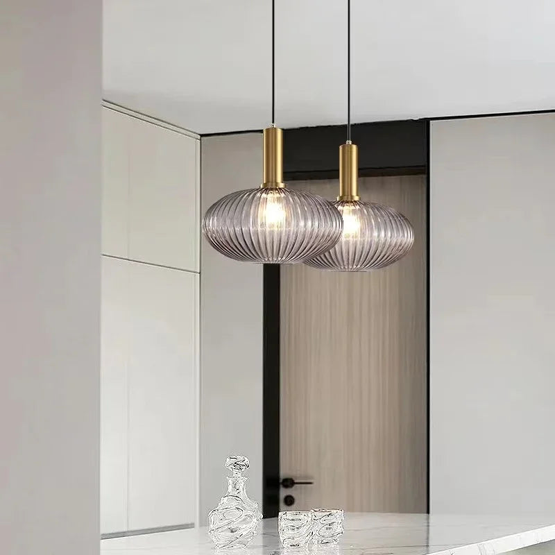 Nordic Glass Pendant Light – Single Head Cognac/White/Green Lamp for Dining Room, Bedroom & Café Decor