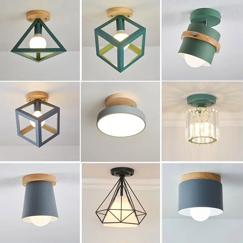 Modern Nordic E27 Ceiling Lamp – Indoor Flush Mount Light for Hallway, Bedroom & Living Room