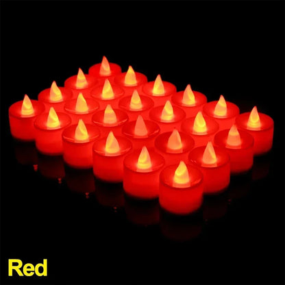 Flameless LED Tealight Candles – 1/48pcs Heart-Shaped Battery Candles for Christmas, Wedding & Party Decor