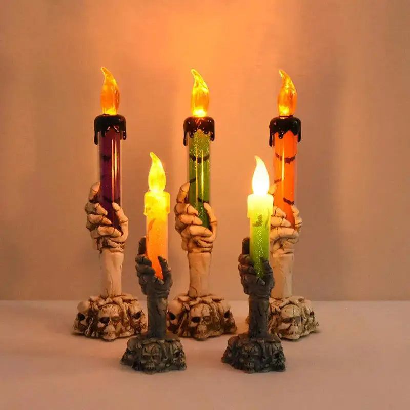Halloween Skeleton Hand LED Candles – Spooky Ghost Lights for Haunted House & Party Decor