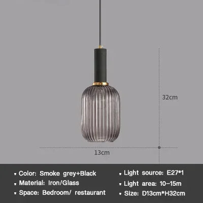 Nordic Glass Pendant Light – Single Head Cognac/White/Green Lamp for Dining Room, Bedroom & Café Decor
