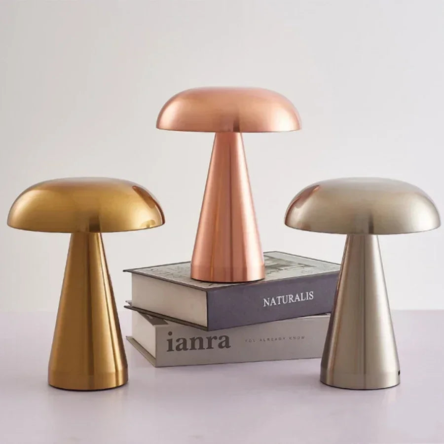 Retro Mushroom LED Table Lamp – Touch Sensor Rechargeable Bedside & Decor Light