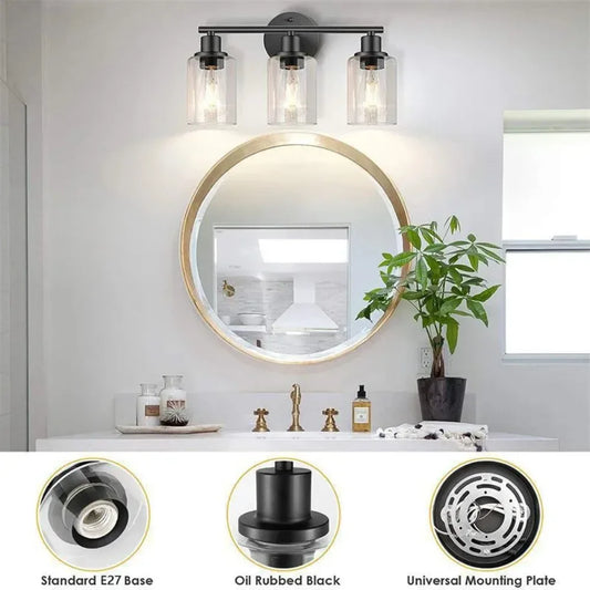 Modern Clear Glass Wall Lamp with LED Support for Bathroom