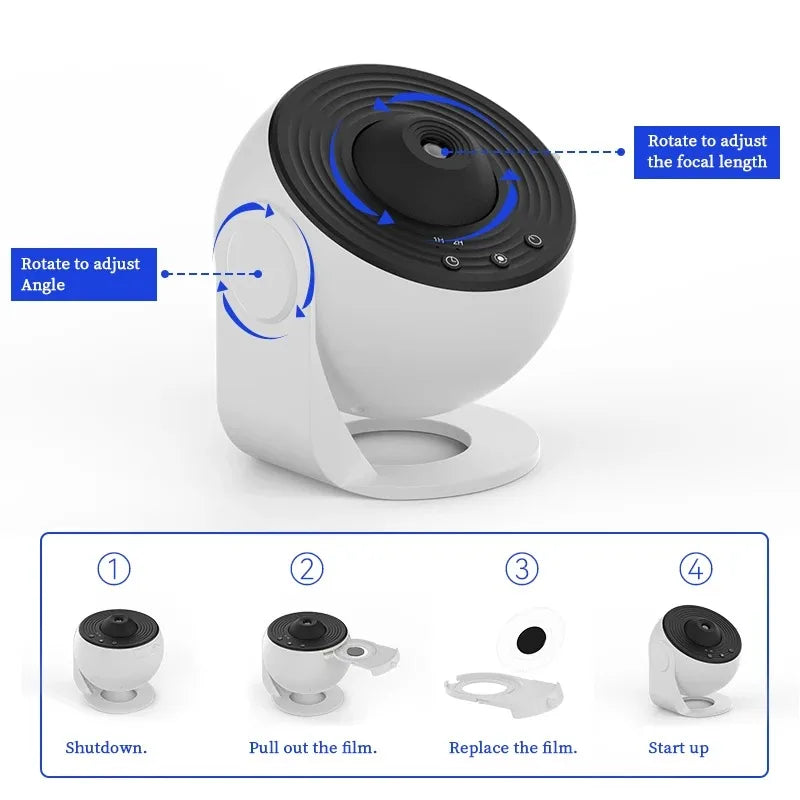 Galaxy Projector Night Light – 360° Rotating Starry Sky Lamp for Kids & Home Decor