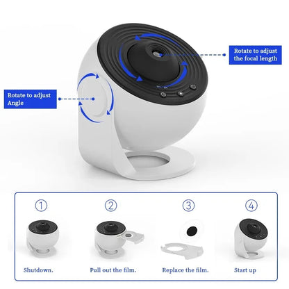 Galaxy Projector Night Light – 360° Rotating Starry Sky Lamp for Kids & Home Decor