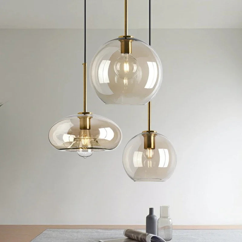 Nordic Glass LED Chandelier – Single & Multi-Head Pendant Light for Dining, Living Room & Home Décor