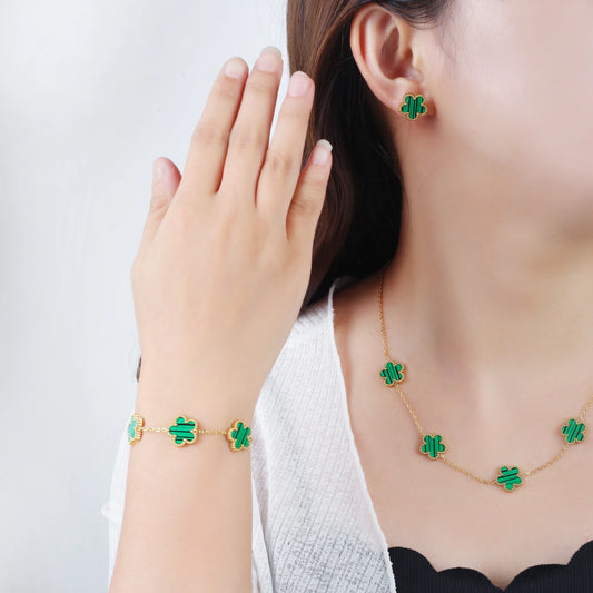 LuxeClover™ – Pulsera de acero inoxidable de cinco hojas para mujer 